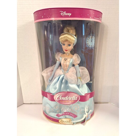 DISNEY BRASS KEY CINDERELLA W/ SLIPPER PORCELAIN KEEPSAKE DOLL NIB 16" 2004 - Picture 1 of 10